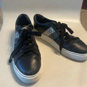 Miu Miu Leather Glitter Accents Sneakers